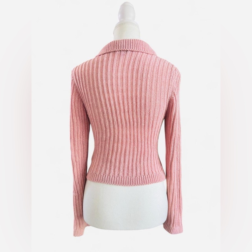 mi ami for Francesca’s Ribbed Pink Knit Collared Sweater - M - Picture 4 of 6